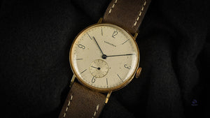 Longines - 18ct Gold Vintage Bauhause Style Sub Seconds c.1941 Watch Specialist