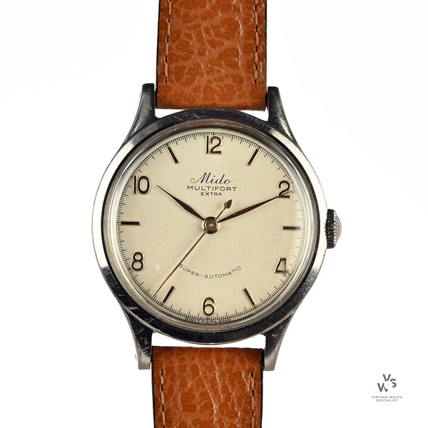 Mido MultiFort Extra - Borgel Cased - Super Automatic - Vintage Dress Watch  - Silver Dial - c.1940s
