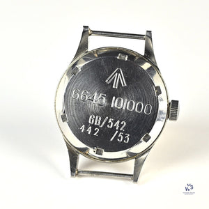 Omega Military - RAF 6B/542 - Rare Radium Dial Thin Arrow - 1953 - Caseback 6645 101000 - Vintage Watch Specialist