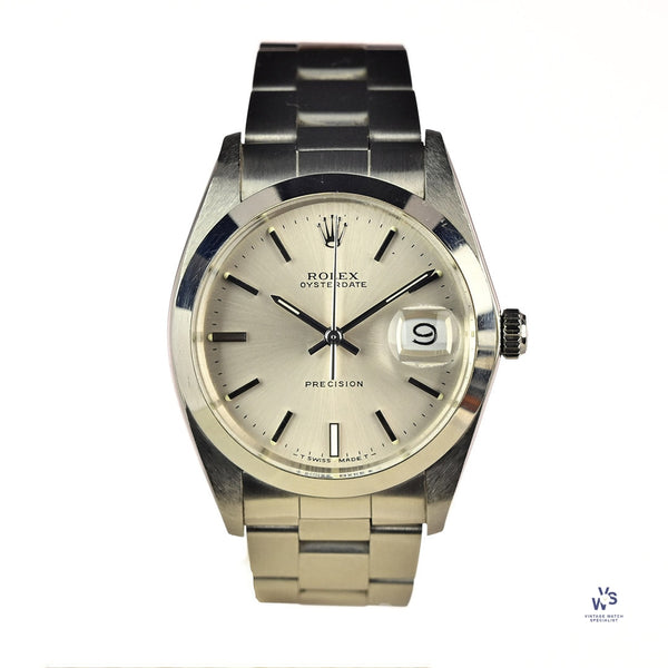 Rolex 6694 Date Precision Silver Sunburst Dial Box and Papers