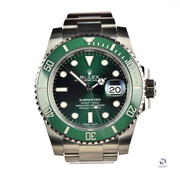 Rolex Submariner Model Ref 116610LV Hulk 2017 Box and Papers