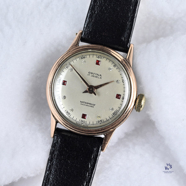 Vintage Orfina Manual Dress Watch With Jewelled Dial and Gold
