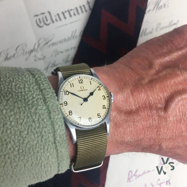 c.1943 Omega Royal Navy Fleet Air Arm Issued Hydrographic Survey H Vintage Watch Specialist