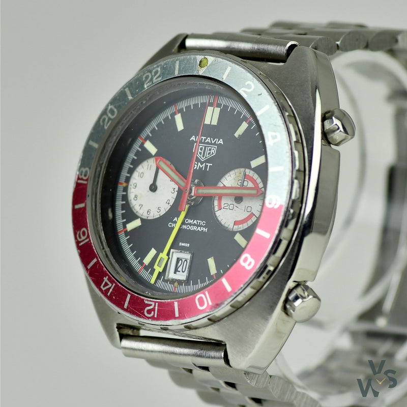Vintage Heuer ‘Autavia’ GMT Automatic Chronograph Wrist Watch. 11630. 1970’s. - Vintage Watch Specialist