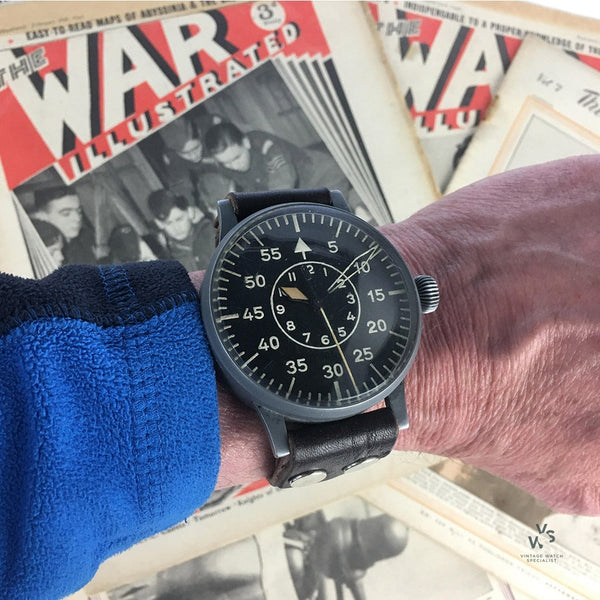 Luftwaffe German WWII Type B Dial Observers Watch Signed Laco