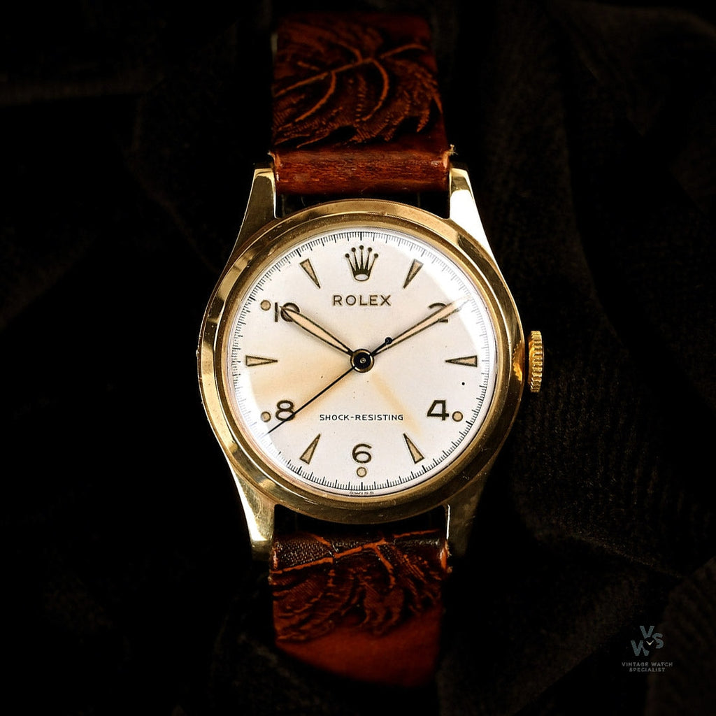 Rolex - 1950s Gold Dress Watch - 9k Gold Dennison Case - All Original Condition - Vintage Watch Specialist