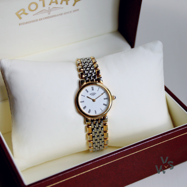 Rotary Gold Steel Ladies Dress watch Model Ref. 1739 6227 Box and papers