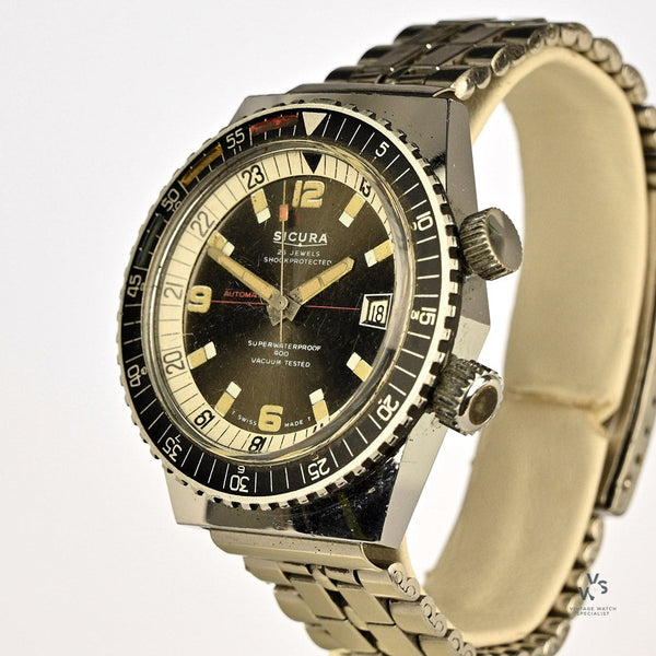 Sicura Diver 25 Jewels Baumgartner 158 c.1970s Vintage Watch