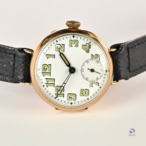 9k Gold Military Trench Watch - Breguet Dial - WW1 - c.1916 - Vintage Watch Specialist