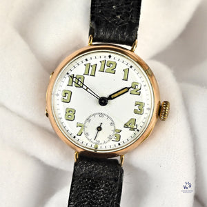 9k Gold Military Trench Watch - Breguet Dial - WW1 - c.1916 - Vintage Watch Specialist