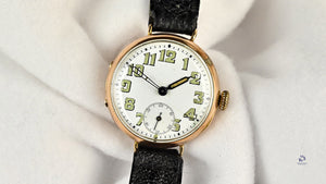 9k Gold Military Trench Watch - Breguet Dial - WW1 - c.1916 - Vintage Watch Specialist