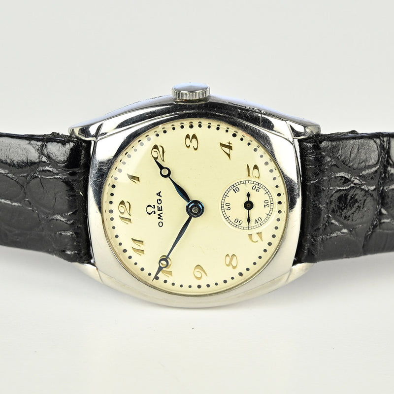 Omega Vintage Cushion Cased Watch - Model Ref: 48223 - Breguet Dial - Blued Steel Hands - c.1934