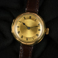 Anonymous Dial 18k Gold Trench Style Watch - Roman Numeral Dial - c.1920s
