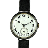 JW Benson Trench Watch Silver - c.1915 - Roman Numeral Enamel Dial