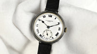 JW Benson Trench Watch Silver - c.1915 - Roman Numeral Enamel Dial