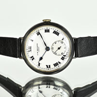 JW Benson Trench Watch Silver - c.1915 - Roman Numeral Enamel Dial