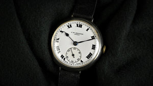 JW Benson Trench Watch Silver - c.1915 - Roman Numeral Enamel Dial