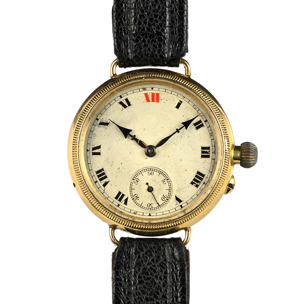 Electa Oversized Borgel Cased Trench Watch in 18k Gold - c.1920s