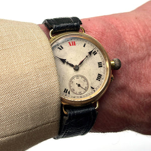 Electa Oversized Borgel Cased Trench Watch in 18k Gold - c.1920s