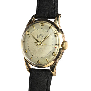 Vintage Smiths De Luxe Watch - 9k Gold - Gilt Dial Furniture - c.1950s