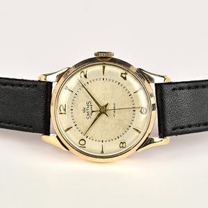 Vintage Smiths De Luxe Watch - 9k Gold - Gilt Dial Furniture - c.1950s