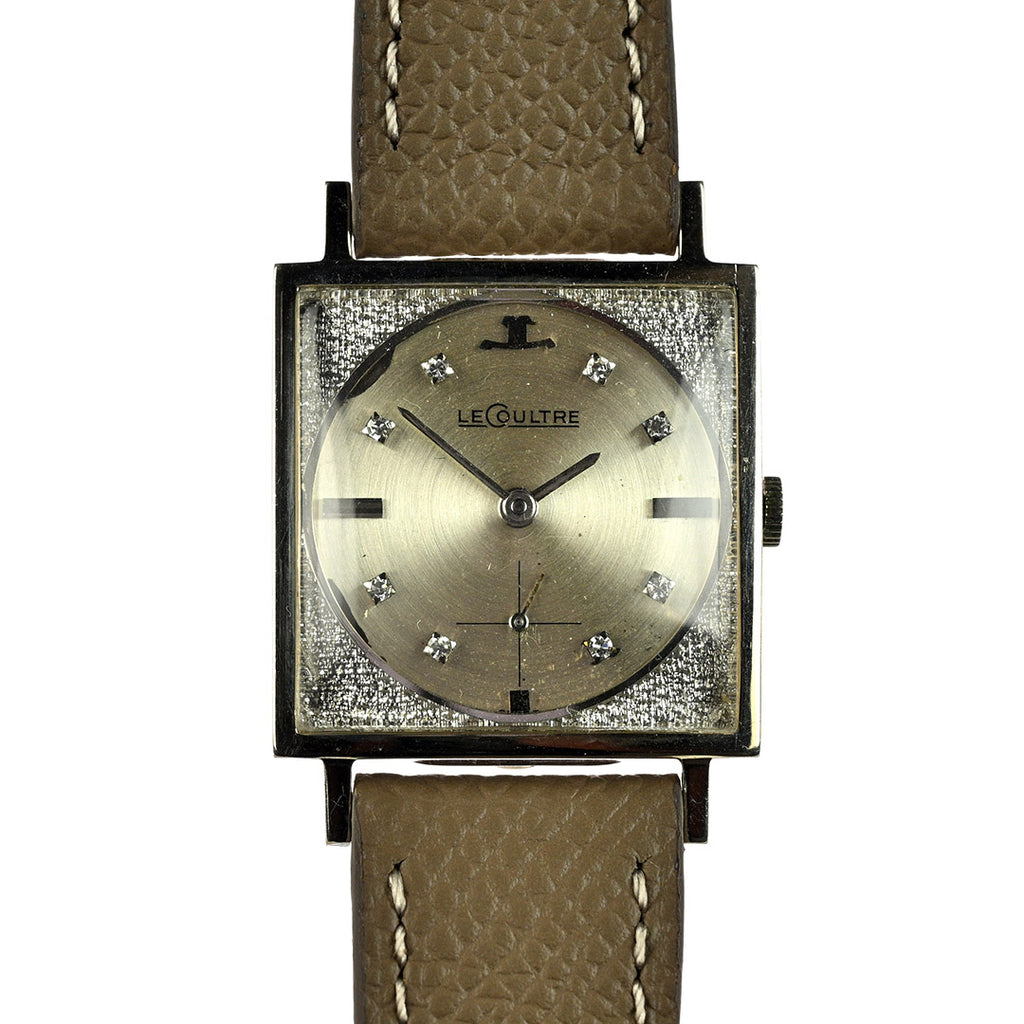 LeCoultre - 14K White Gold Dress Watch - Diamond Dot Dial - c.1960s