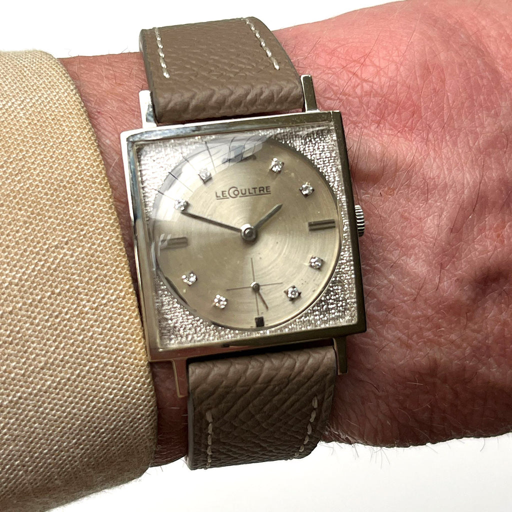 LeCoultre - 14K White Gold Dress Watch - Diamond Dot Dial - c.1960s