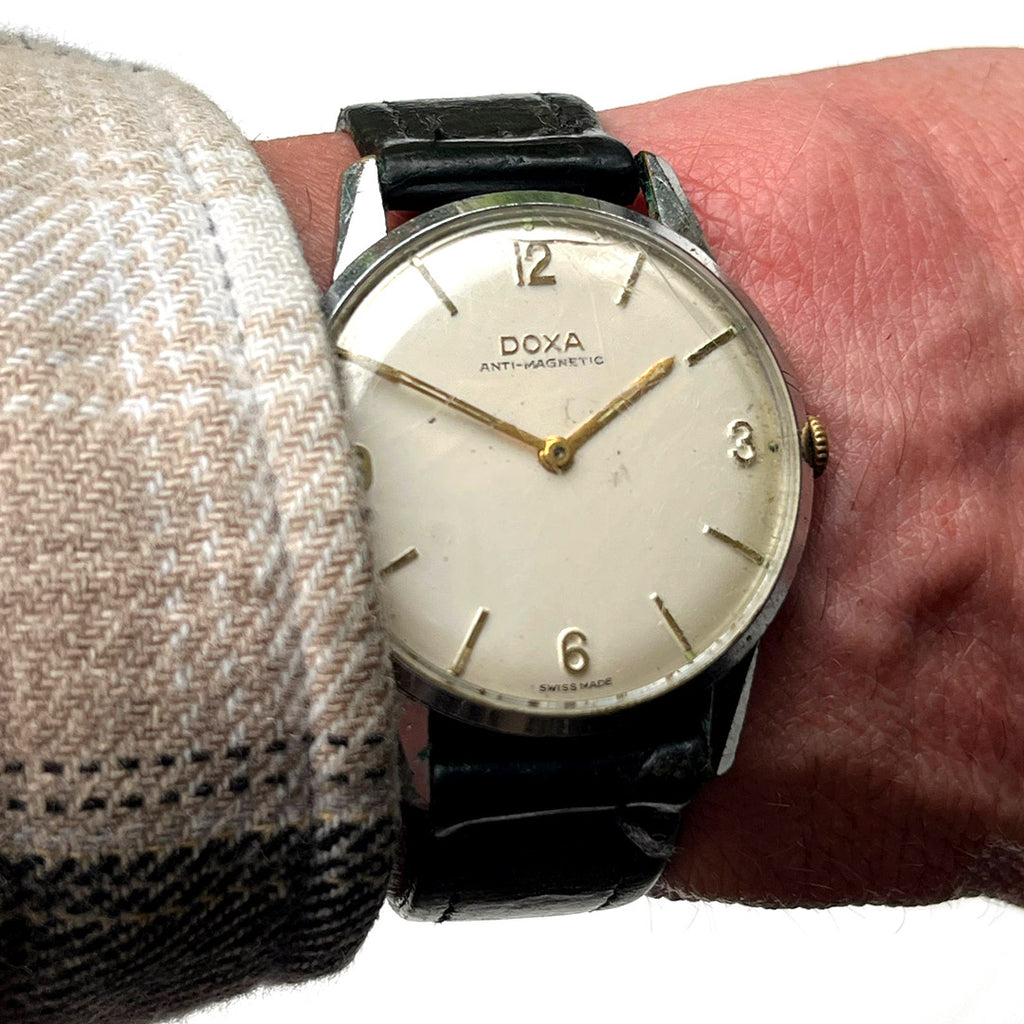Doxa Anti-Magnetic Dress Watch - Steel Case - Gilt Furniture - c.1950s