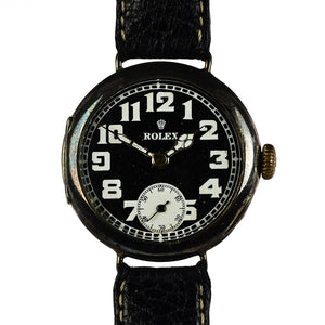 Vintage Rolex Trench-Style Watch - Black Dial - Stockwell and Co. Case - c.1915