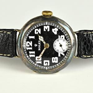Vintage Rolex Trench-Style Watch - Black Dial - Stockwell and Co. Case - c.1915