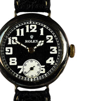 Vintage Rolex Trench-Style Watch - Black Dial - Stockwell and Co. Case - c.1915