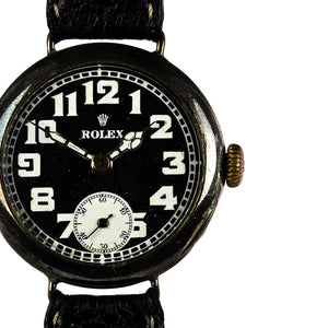 Vintage Rolex Trench-Style Watch - Black Dial - Stockwell and Co. Case - c.1915
