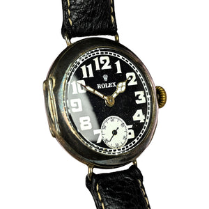 Vintage Rolex Trench-Style Watch - Black Dial - Stockwell and Co. Case - c.1915