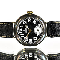 Vintage Rolex Trench-Style Watch - Black Dial - Stockwell and Co. Case - c.1915