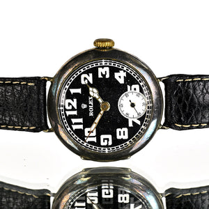 Vintage Rolex Trench-Style Watch - Black Dial - Stockwell and Co. Case - c.1915