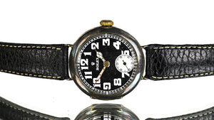 Vintage Rolex Trench-Style Watch - Black Dial - Stockwell and Co. Case - c.1915