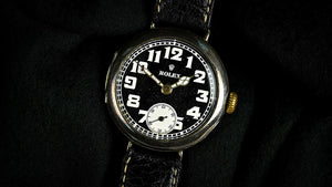 Vintage Rolex Trench-Style Watch - Black Dial - Stockwell and Co. Case - c.1915