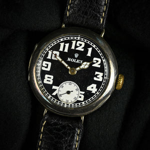 Vintage Rolex Trench-Style Watch - Black Dial - Stockwell and Co. Case - c.1915