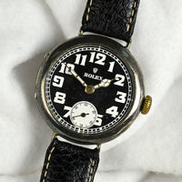 Vintage Rolex Trench-Style Watch - Black Dial - Stockwell and Co. Case - c.1915
