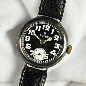 Vintage Rolex Trench-Style Watch - Black Dial - Stockwell and Co. Case - c.1915