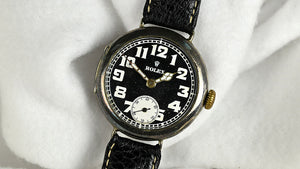 Vintage Rolex Trench-Style Watch - Black Dial - Stockwell and Co. Case - c.1915