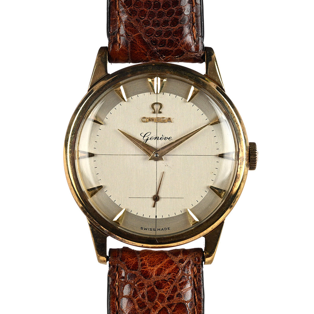Omega 9k Gold Geneve Dress Watch - Model ref: 13332 - Cross Hair Dial - c.1950s