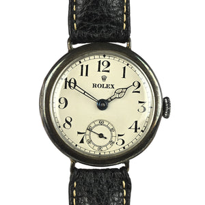 Rolex - Silver Cased Trench Watch - Off White Enamel Dial - WW1 - c.1917