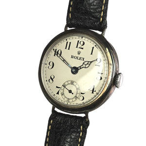 Rolex - Silver Cased Trench Watch - Off White Enamel Dial - WW1 - c.1917