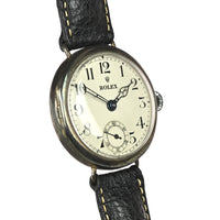 Rolex - Silver Cased Trench Watch - Off White Enamel Dial - WW1 - c.1917