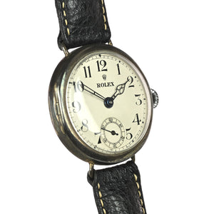 Rolex - Silver Cased Trench Watch - Off White Enamel Dial - WW1 - c.1917