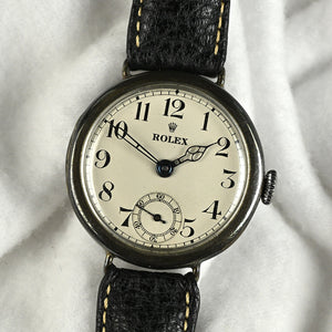 Rolex - Silver Cased Trench Watch - Off White Enamel Dial - WW1 - c.1917