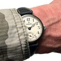 Rolex - Silver Cased Trench Watch - Off White Enamel Dial - WW1 - c.1917