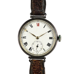 Longines Trench Style Watch with Anonymous Silver Enamel Dial - Longines Signed Movement - c.1926
