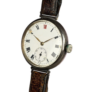 Longines Trench Style Watch with Anonymous Silver Enamel Dial - Longines Signed Movement - c.1926